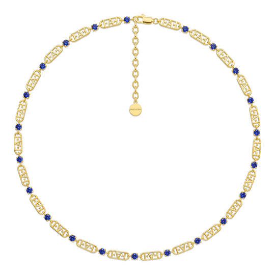 Statement Tennis Necklace / Blue Color.