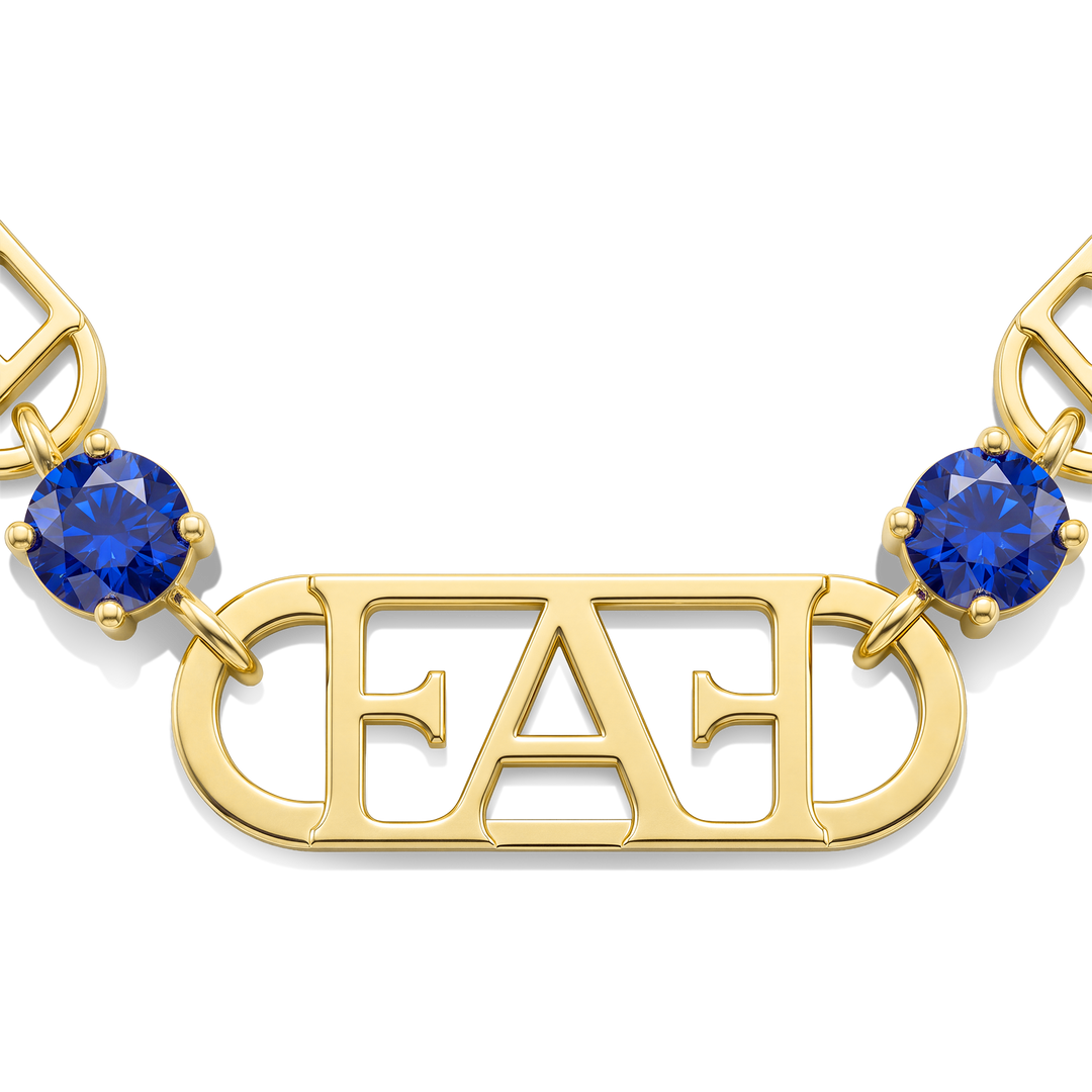 Statement Tennis Necklace / Blue Color.