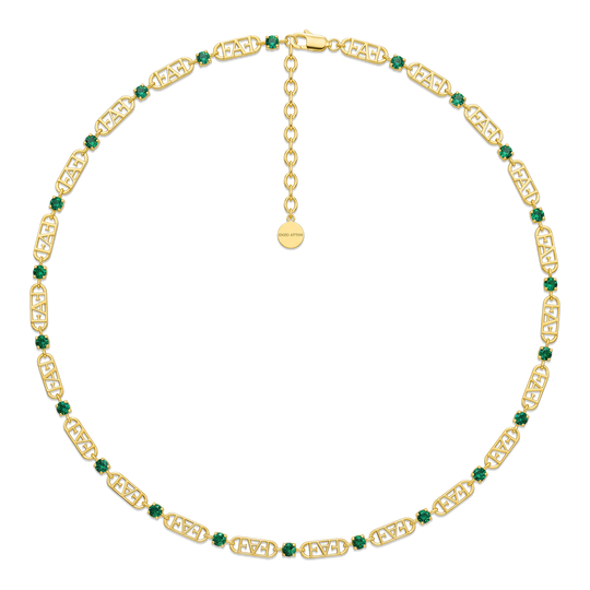 Statement Tennis Necklace / Green Color.