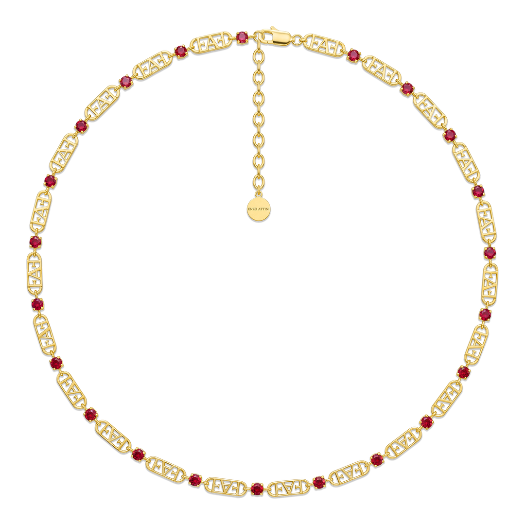 Statement Tennis Necklace / Red Color.