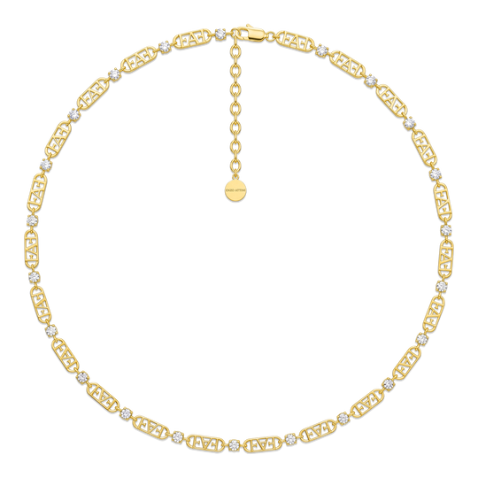 Statement Tennis Necklace / White Color.