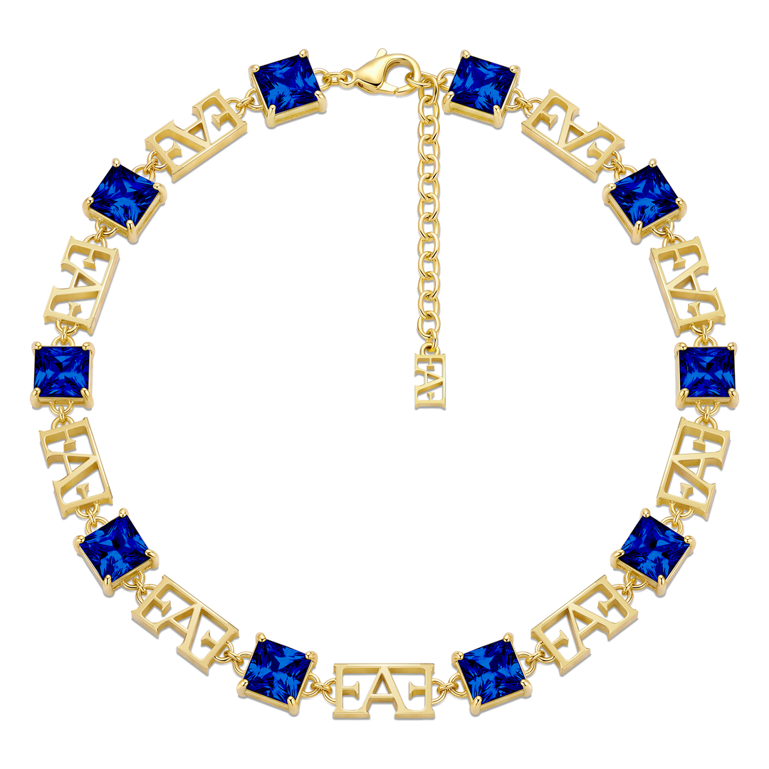 Luce Monogram Necklace / Blue Color.