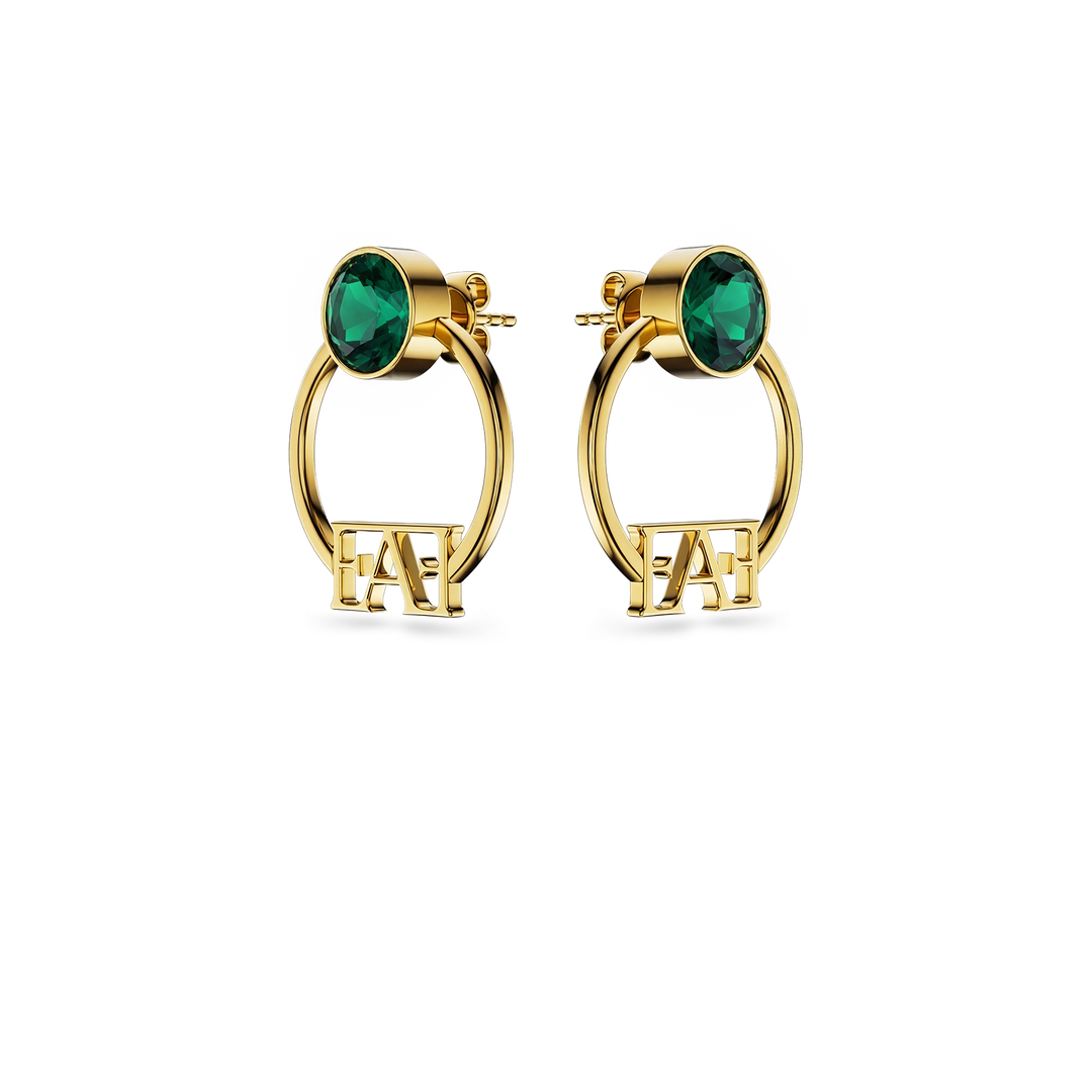 Nova Hoop Earrings / Green Emerald Color - Enzo Attini - - earrings, jewelry_women