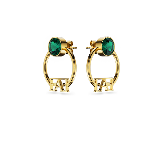 Nova Hoop Earrings / Green Emerald Color - Enzo Attini - - earrings, jewelry_women