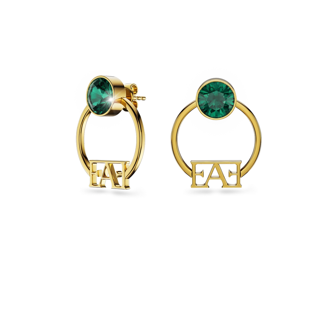 Nova Hoop Earrings / Green Emerald Color - Enzo Attini - - earrings, jewelry_women