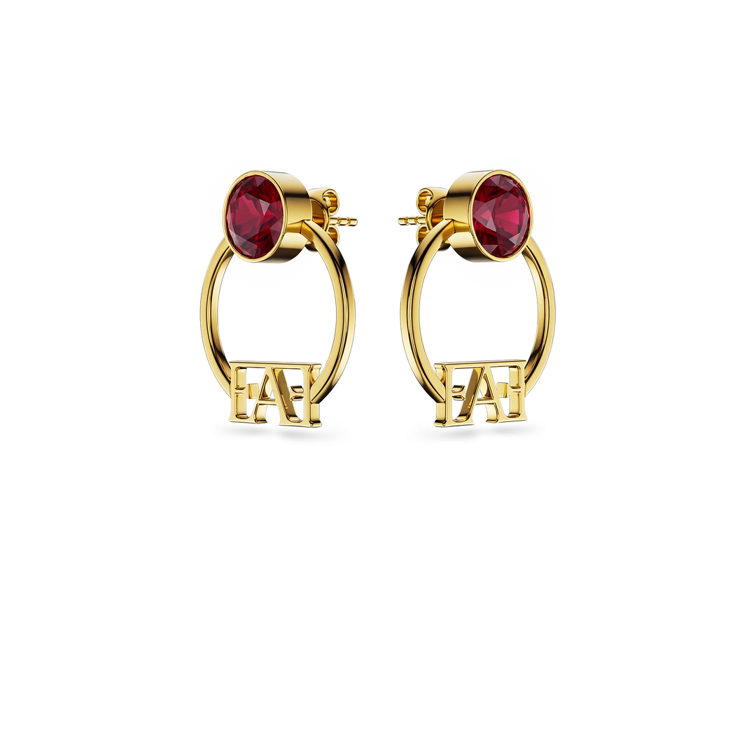 Nova Hoop Earrings / Red Ruby Color - Enzo Attini - - earrings, jewelry_women