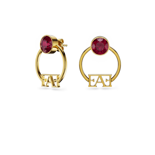 Nova Hoop Earrings / Red Ruby Color - Enzo Attini - - earrings, jewelry_women
