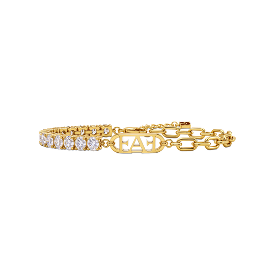 Glam Tennis Chain Bracelet / White Color