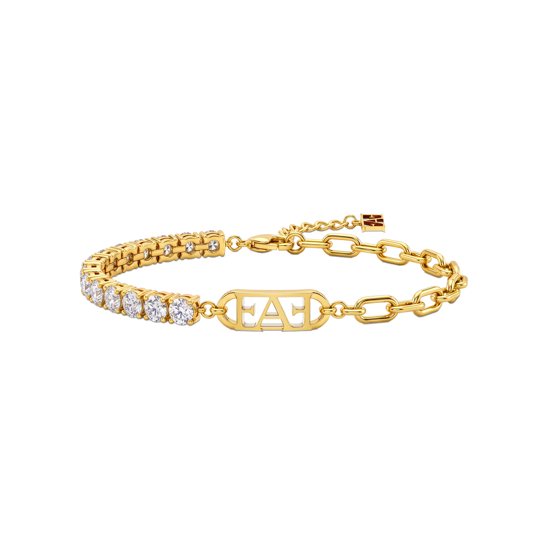 Glam Tennis Chain Bracelet / White Color