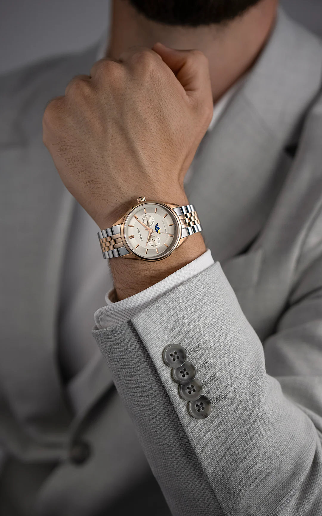 Piazza San Marco di Venezia / President Bracelet, Silver & Rose Gold Color, Swiss Movement