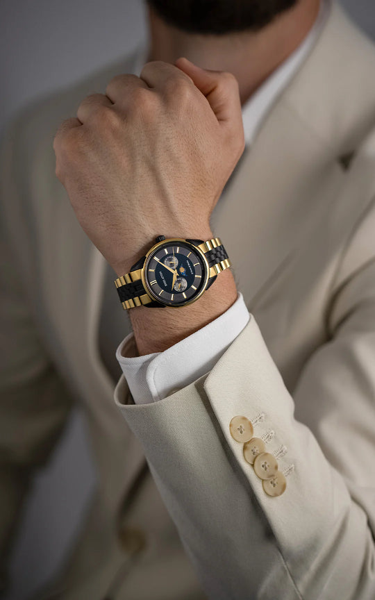 il Ponte di Rialto, Venezia / President Bracelet, Gold & Black Color, Swiss Movement