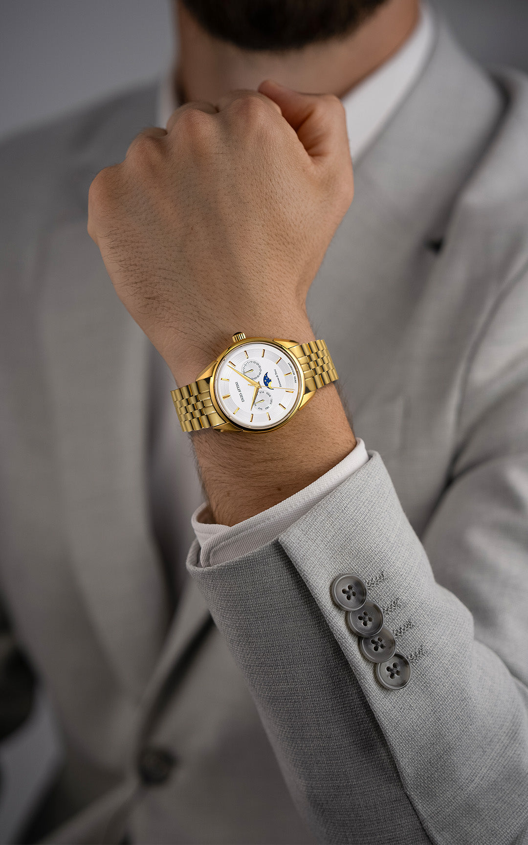 Fontana di Trevi, Roma / President Bracelet, Gold Color, Swiss Movement.