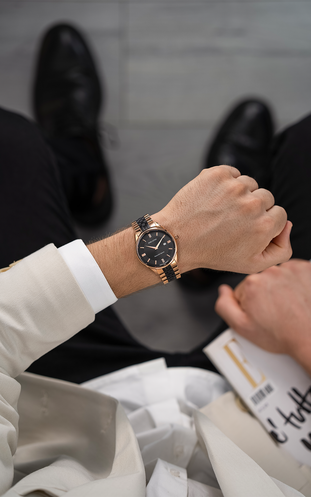 Piazza della Signoria / President Bracelet, Rose Gold & Black