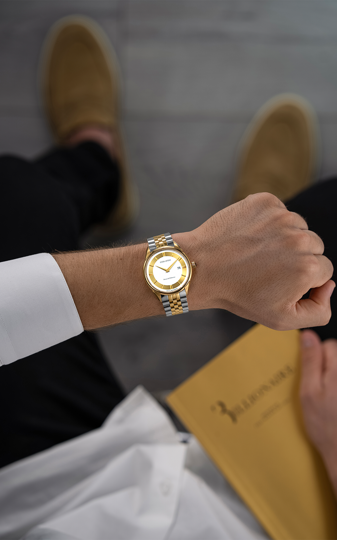 Piazza del Plebiscito ll / President Bracelet, Silver & Gold Color, Swiss Movement