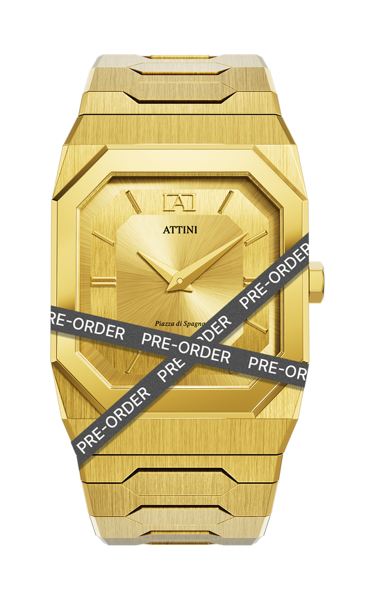 ATTINI - Piazza di Spagna, Roma / Oyster Bracelet, Gold Color, Swiss Movement - Enzo Attini - - case37