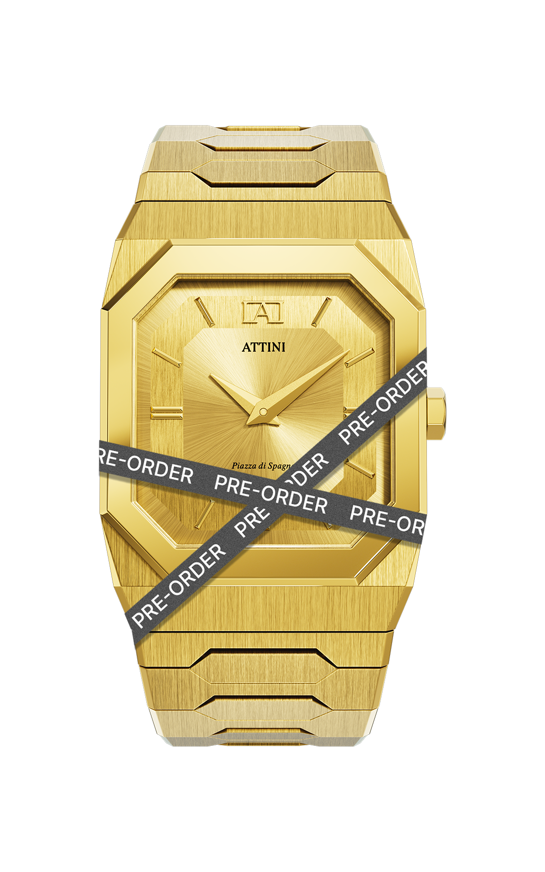 ATTINI - Piazza di Spagna, Roma / Oyster Bracelet, Gold Color, Swiss Movement. - Enzo Attini - - case27