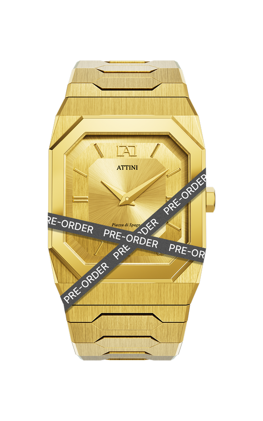 ATTINI - Piazza di Spagna, Roma / Oyster Bracelet, Gold Color, Swiss Movement. - Enzo Attini - - case27