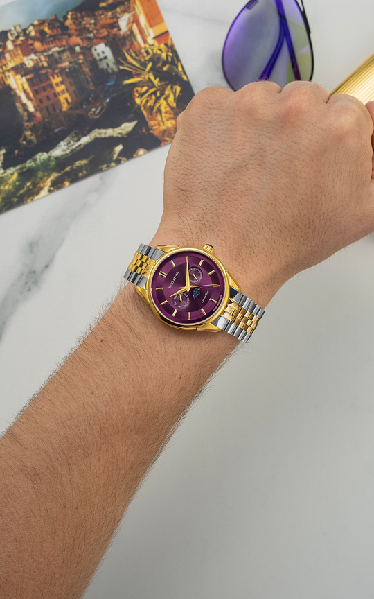 Cinque Terre / President Bracelet, Silver & Gold Color, Swiss Movement - Enzo Attini - Quartz Watch - men, metal_strap, Products, quartz, quartz man, quartz_analog