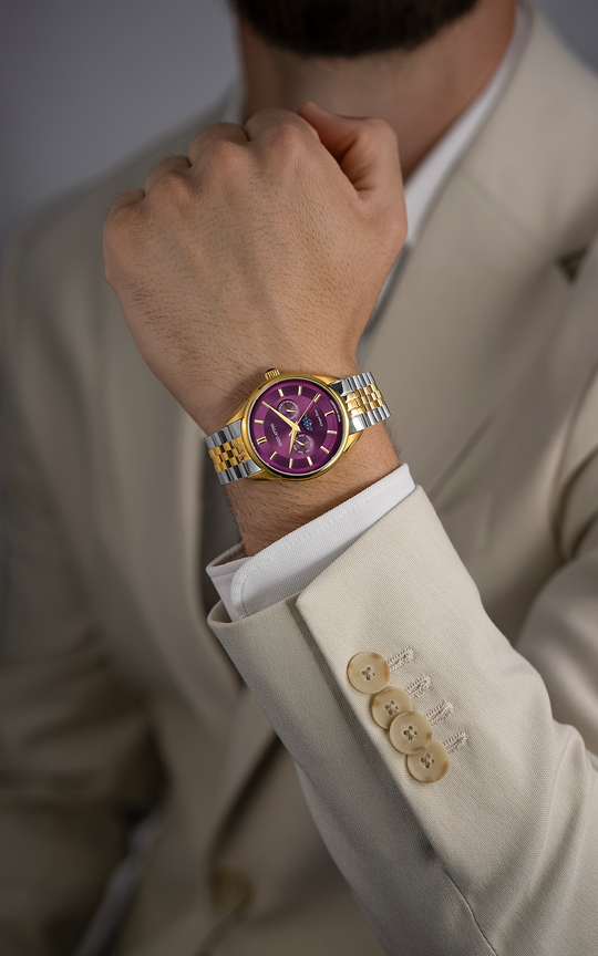 Cinque Terre / President Bracelet, Silver & Gold Color, Swiss Movement - Enzo Attini - Quartz Watch - men, metal_strap, Products, quartz, quartz man, quartz_analog