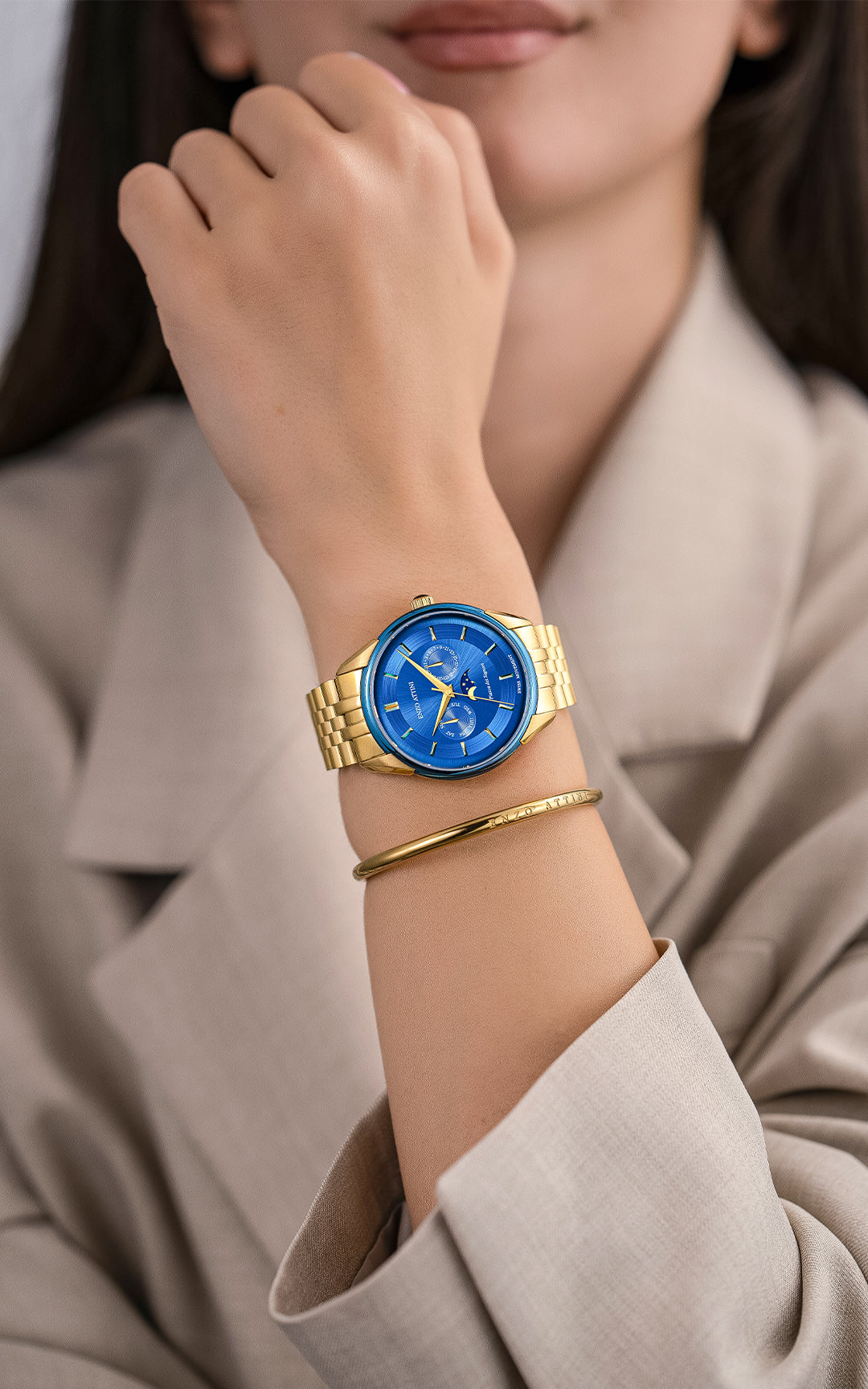 Piazza dei Signori / President Bracelet, Gold Color, Swiss Movement., image size:1080x1728