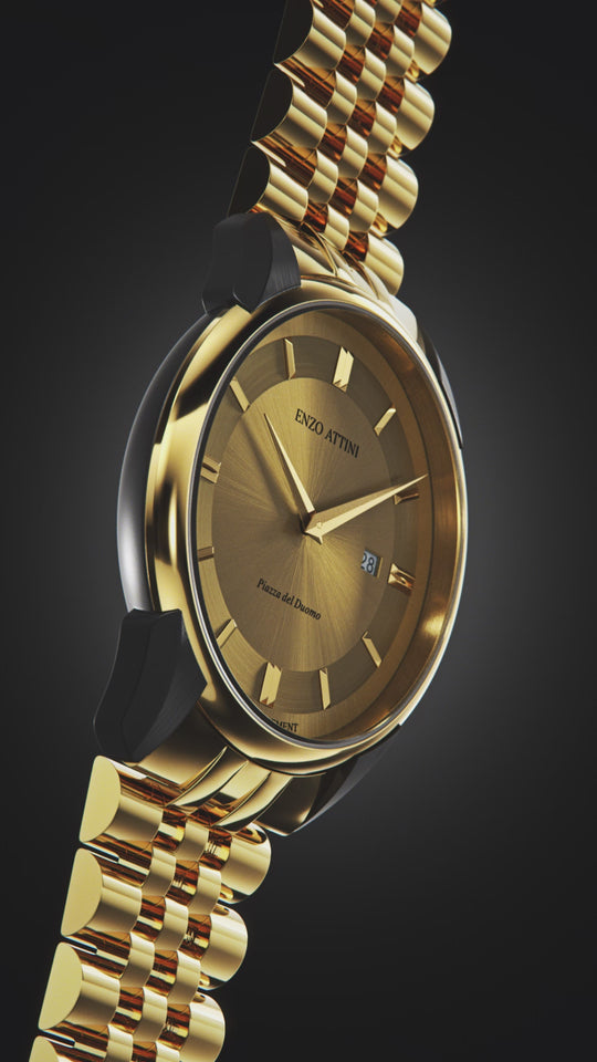 Piazza del Duomo, Milano ll / President Bracelet, Gold Color, Swiss Movement