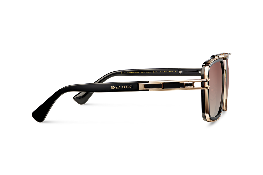 Castel del Monte / Black & Gold Color + Dark Brown Gradient Lens - Enzo Attini - Sunglasses - BF_MEN, Products, shop_all_mens, sunglasses, sunglasses_collection, sunglasses_men