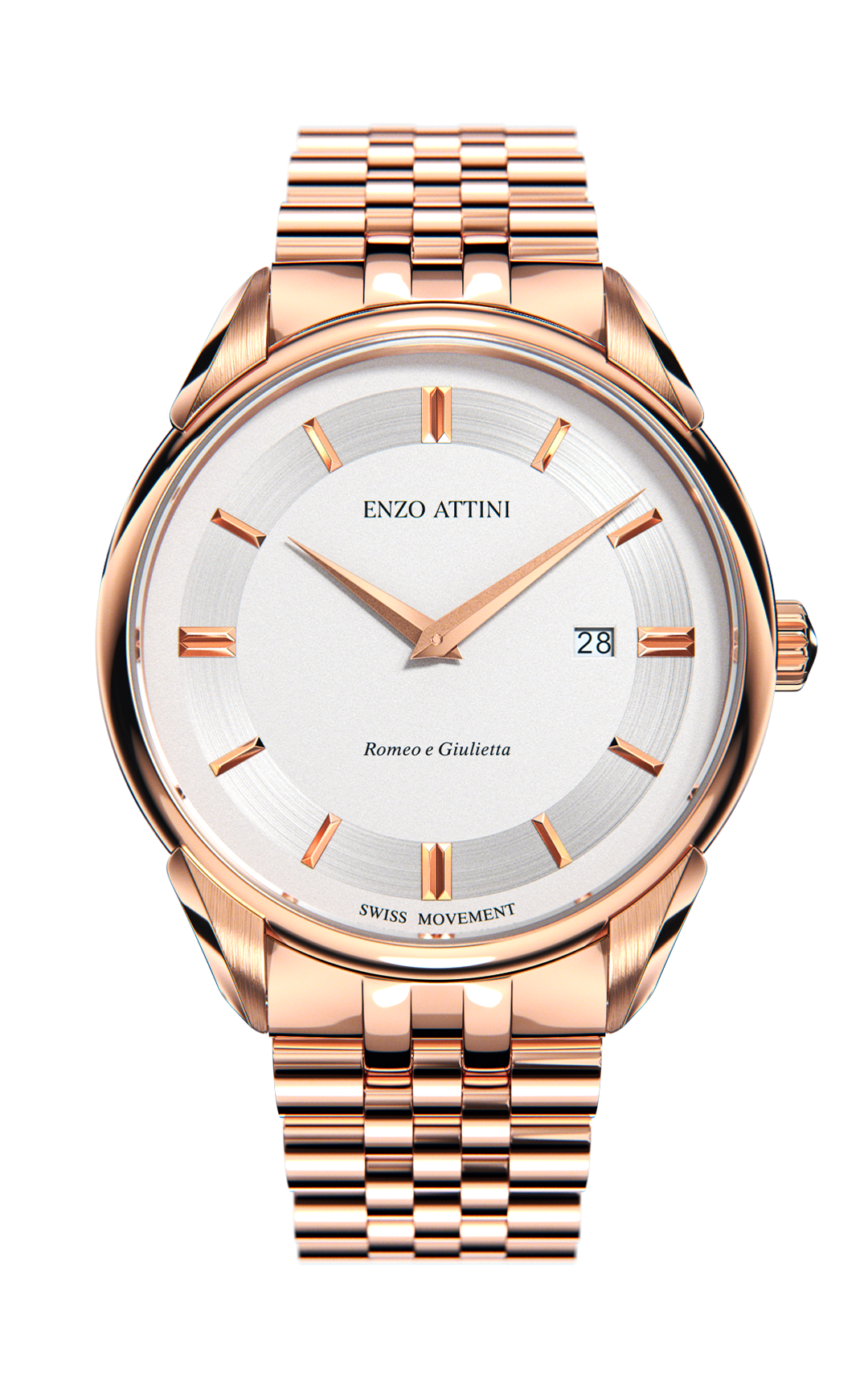 Romeo e Giulietta, Verona / President Bracelet, Rose Gold Color, Swiss Movement - Enzo Attini - Quartz Watch - men, new_watch, quartz, quartz man, quartz_analog, shop_all_mens