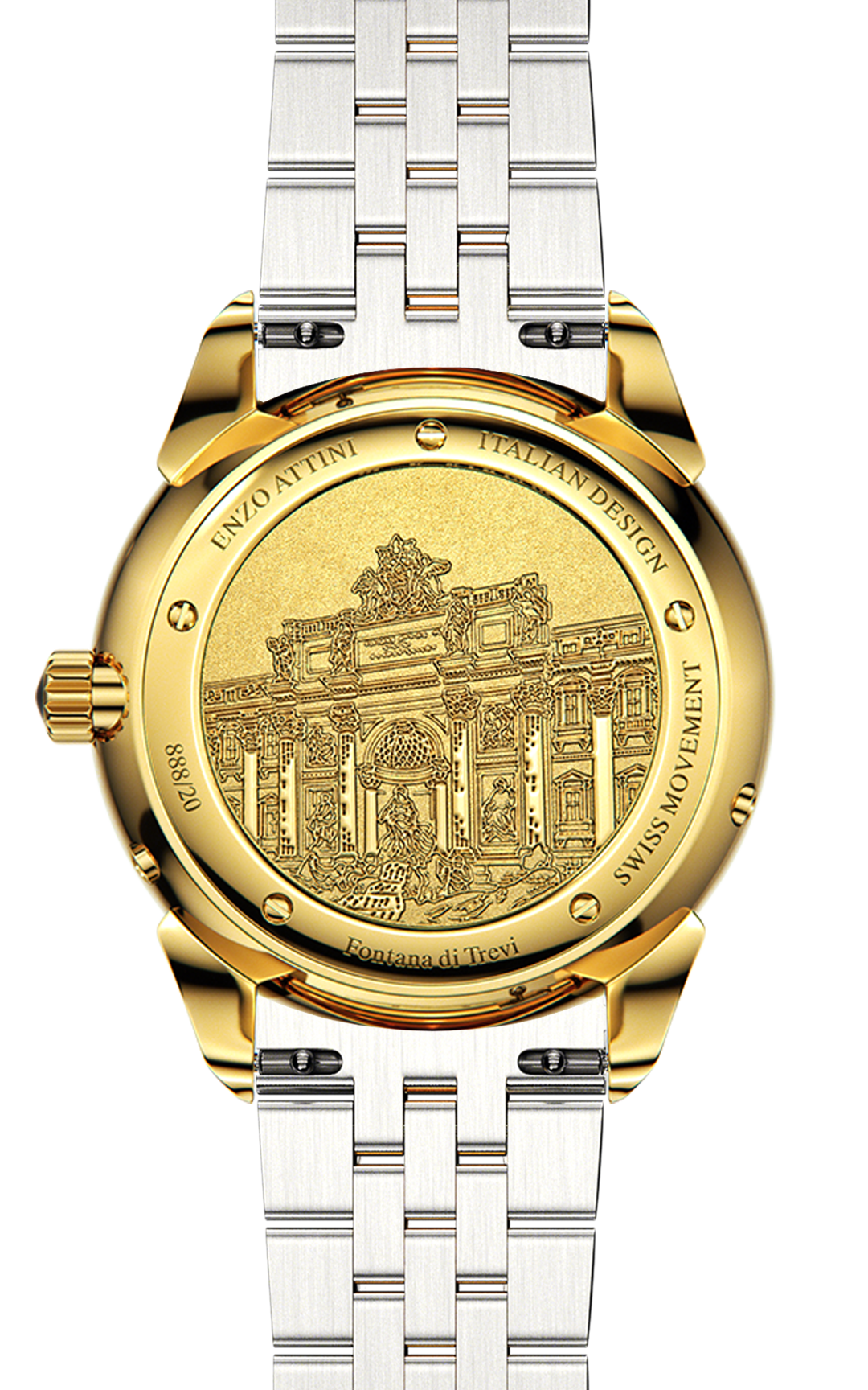 Fontana di Trevi, Roma / President Bracelet, Silver & Gold Color