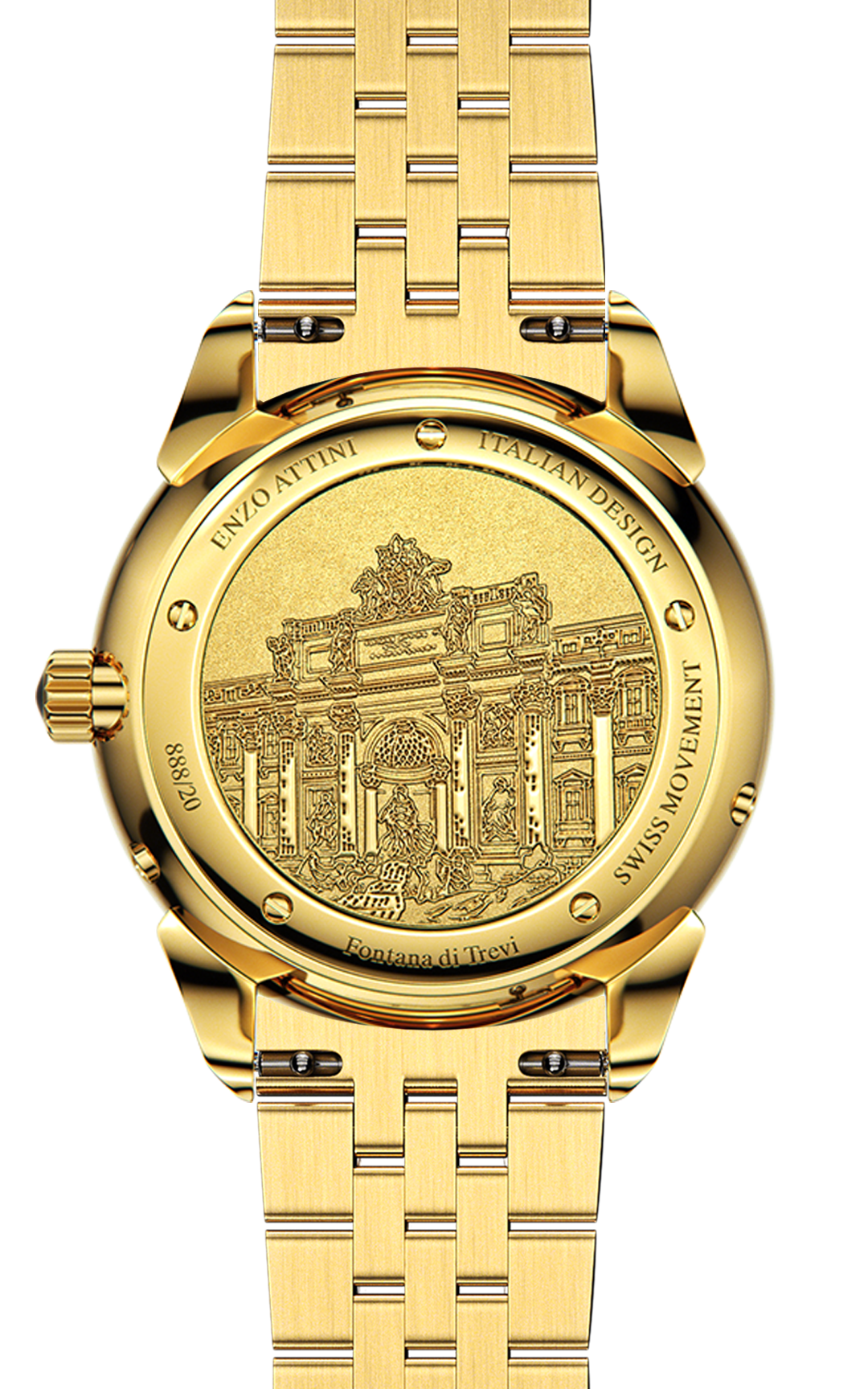 Fontana di Trevi, Roma / President Bracelet, Gold Color, Swiss