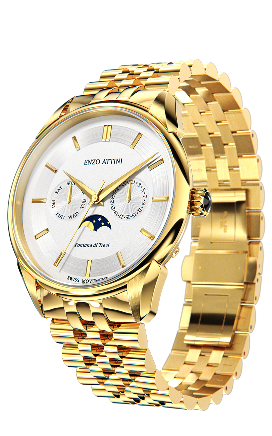 Fontana di Trevi, Roma / President Bracelet, Gold Color, Swiss