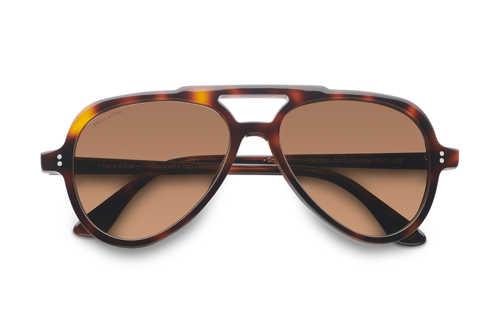 Torre di Pisa / Tortoise Red + Dark Brown Lens. - Enzo Attini - Sunglasses - Products, shop_all_womens, sunglasses, sunglasses_collection, sunglasses_women