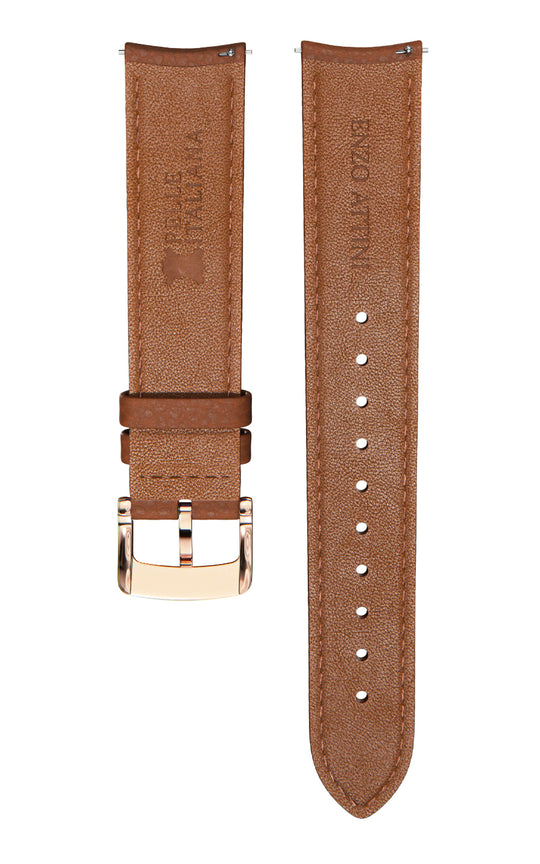 Dark Brown Italian Leather Strap / Rose Gold Buckle